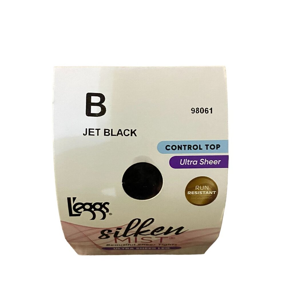 Leggs Pantyhose NEW 98061 Jet Black Womens B Control Top Sheer Toe - Picture 3 of 7